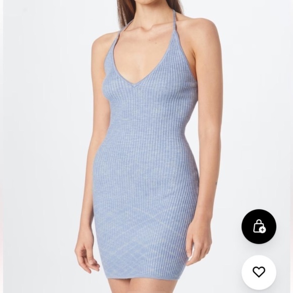 Abercrombie & Fitch Elevated Knit Halter Mini Dress  Blue Pattern M new - Picture 1 of 13